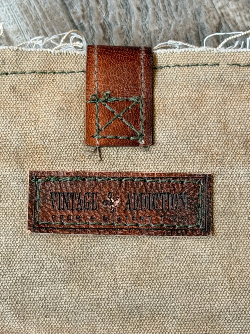 Addiction Canvas Pouch with Brown Leather Accents